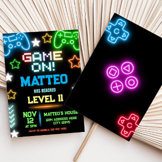 Vidéo Game Party Anniversaire Invitation
