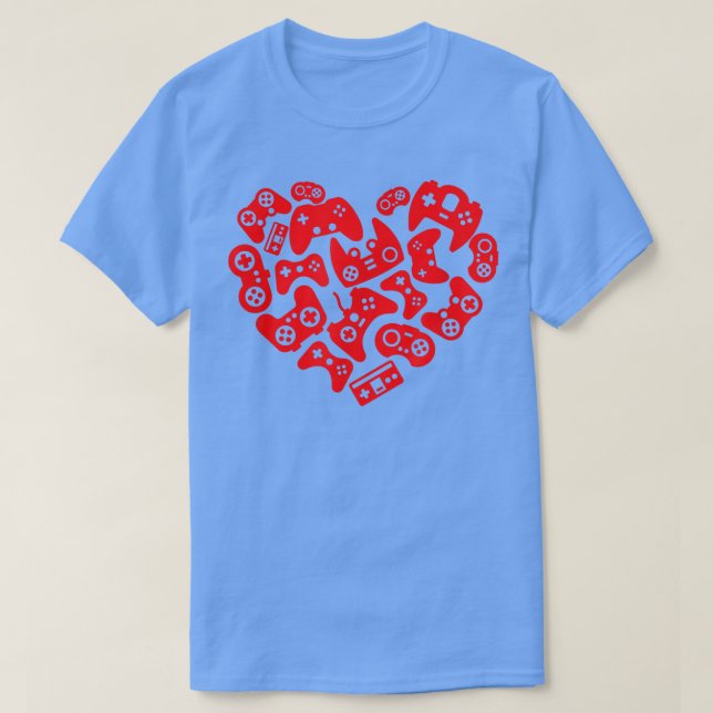 Video Game Player Herz der Controller Valentine T-Shirt (Design vorne)
