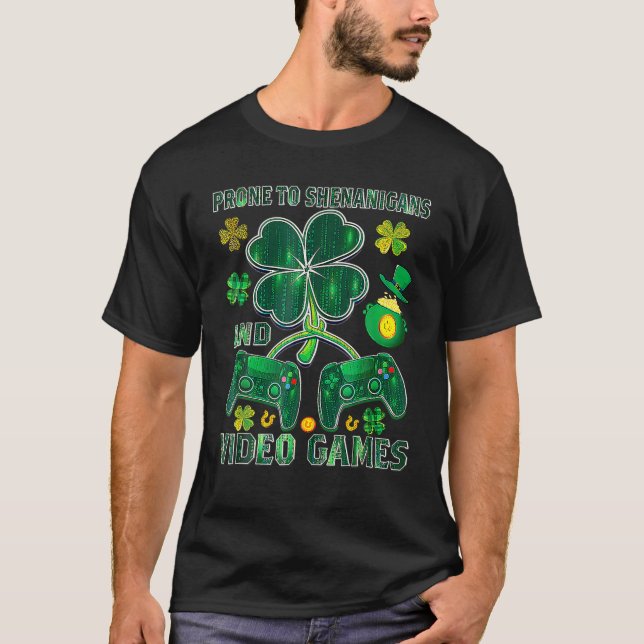 Video Game Prone to Shenanigans St Patrick Day Kid T-Shirt (Vorderseite)