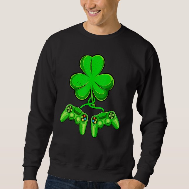 Video Game Shamrock Game Controller Happy St Patri Sweatshirt (Vorderseite)