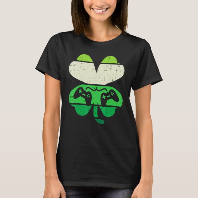Video Game Shamrock Retro St Patricks Day Boys Men T-Shirt (Vorderseite)
