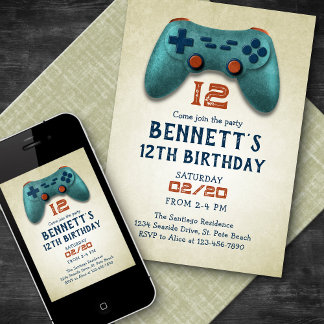 Video Game Simple Retro Geburtstag Einladung