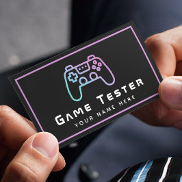 Video Game Tester Developer Gamer Modern Pink Neon Visitenkarte