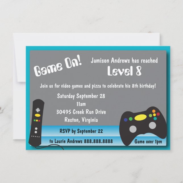 Video Game Truck Birthday Party Einladung (Vorderseite)