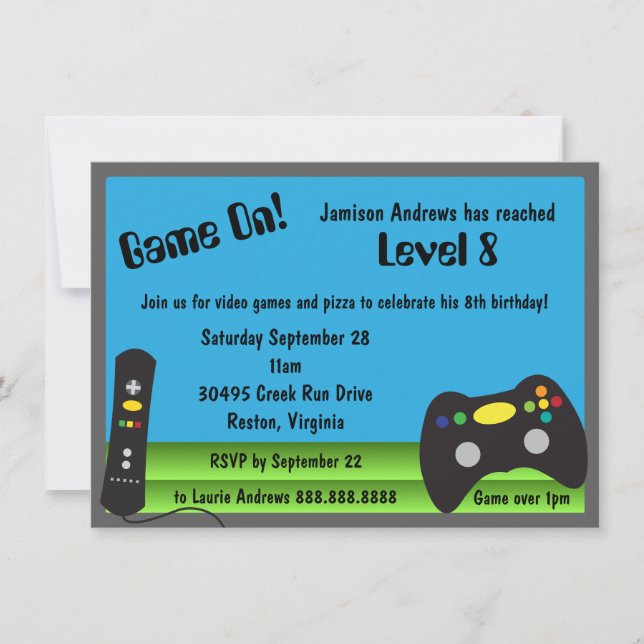 Video Game Truck Birthday Party Einladung (Vorderseite)