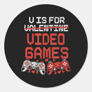 Video-Game-Valentinstag für Jungs-Kinder-Teenager Runder Aufkleber