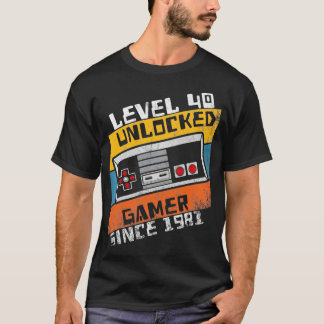 Video Gamer 40. Geburtstag Level 40 Unlock 1981 P T-Shirt