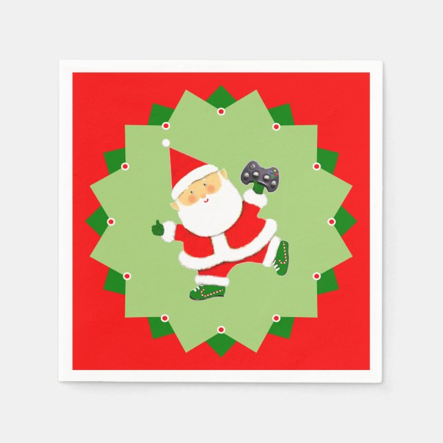 Video Gamer Christmas Holiday Serviette (Vorderseite)