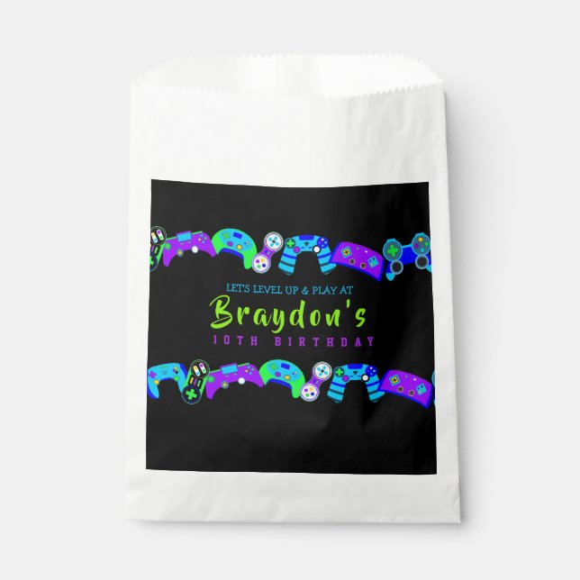 VIDEO GAMER GAMING Kindergeburtstag Party Geschenktütchen (Vorderseite)