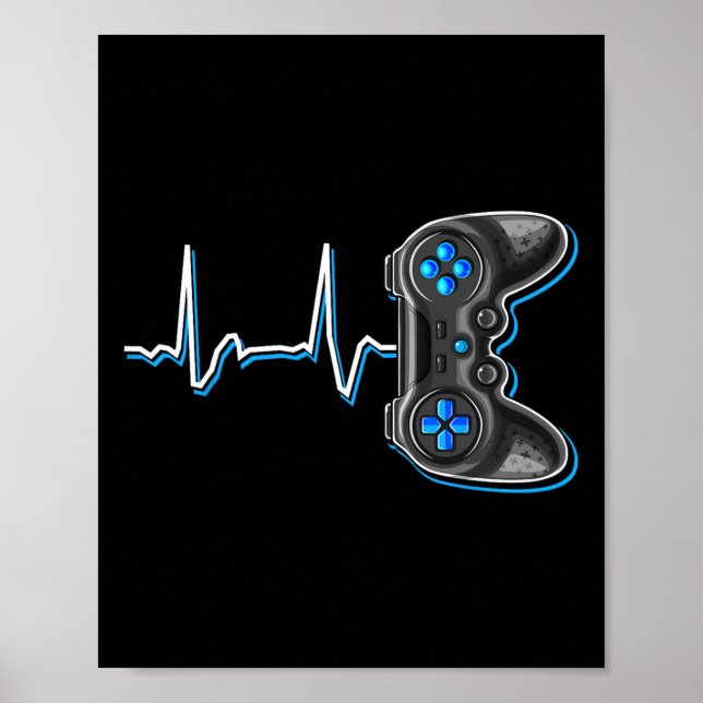 Video Gamer Heartbeat Video Game Controller Gesche Poster (Vorne)