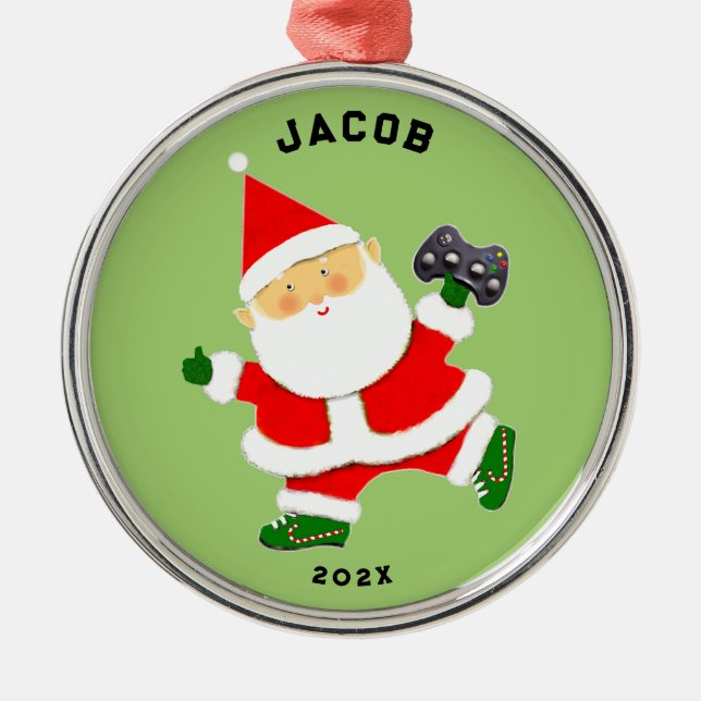 Video Gamer Holiday Geschenk Ornament Aus Metall (Vorne)