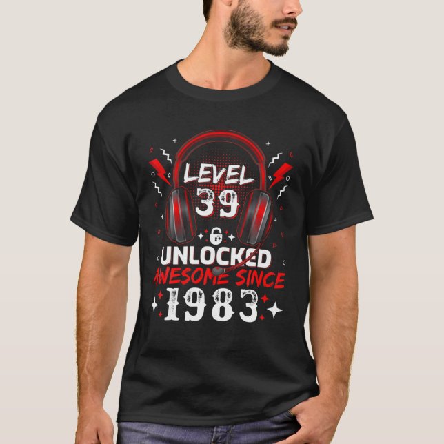 Video Gamer Level 39 Phantastisch 1983 39th Bi T-Shirt (Vorderseite)