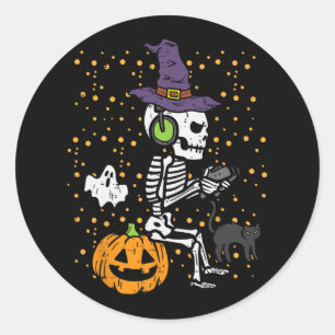 Video Gamer Skeleton Halloween Kostüm Men Boys Ki Runder Aufkleber