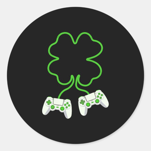 Video Gamer St Patricks Day Clover With Controller Runder Aufkleber (Vorderseite)