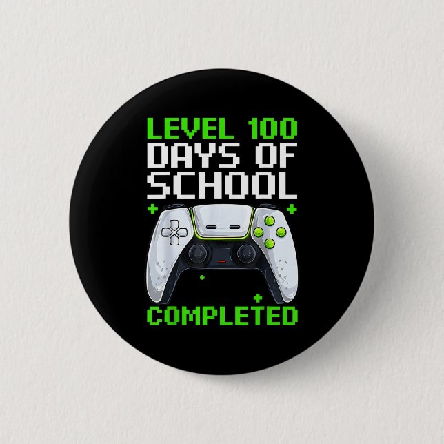 Video Gamer Student 100th Day Teacher 100 Days Of  Button (Vorderseite)