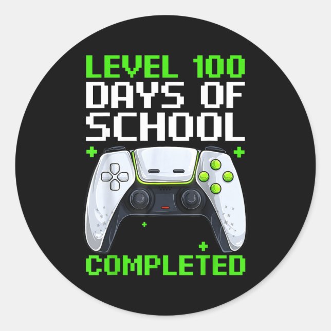 Video Gamer Student 100th Day Teacher 100 Days Of  Runder Aufkleber (Vorderseite)