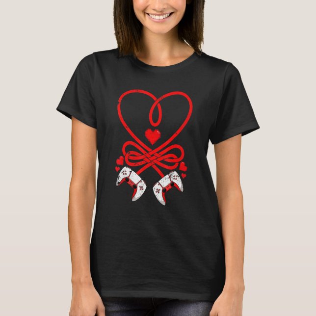 Video Gamer Valentines Day Shirt Controllers Heart (Vorderseite)