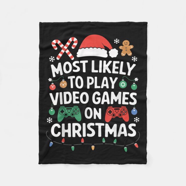 Video Games Christmas Gaming Controller Boys Kinde Fleecedecke (Vorderseite)