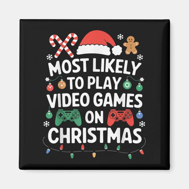 Video Games Christmas Gaming Controller Boys Kinde Magnet (Vorne)