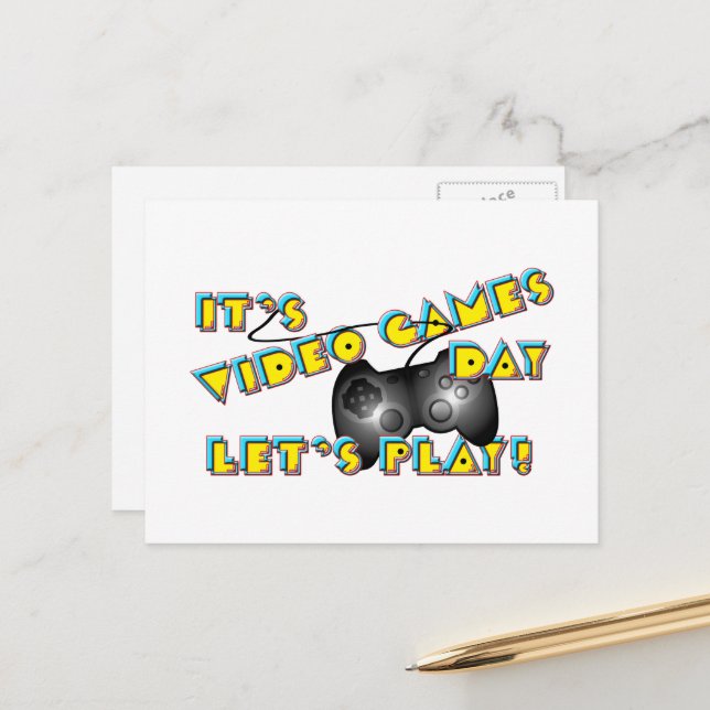 Video Games Day Postkarte (Vorderseite/Rückseite Beispiel)