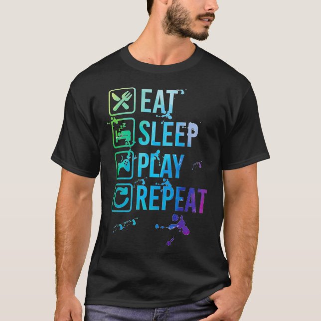Video Games Gamer Sleep Wiederholung Waterco T-Shirt (Vorderseite)