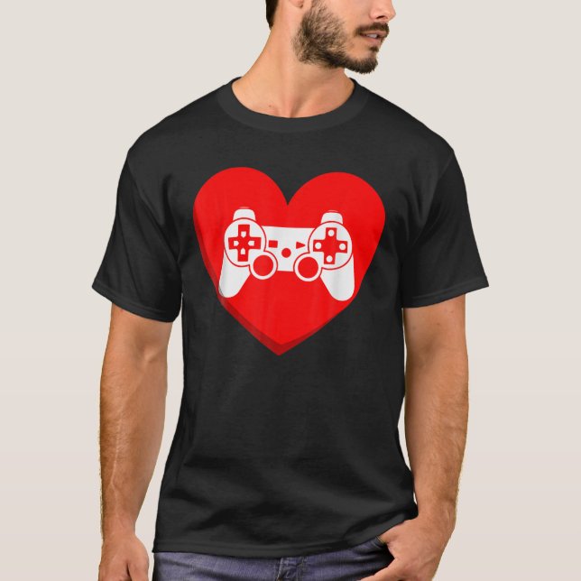 Video Games Liebe Herz Controller Gamer Mens Boys T-Shirt (Vorderseite)
