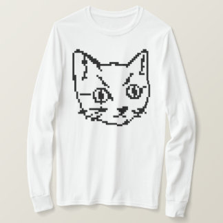 VIDEO KITTY CAT PIXEL ART LANGE LEEVE T - SHIRT