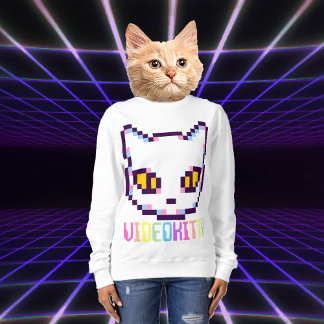 VIDEO KITTY CAT PIXEL ART SWEATSHIRT