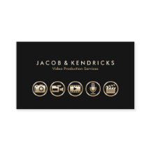 Video Production Services Gold Icons Business Card