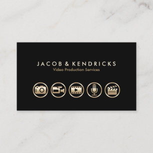 Video Production Services Gold Icons Business Card Visitenkarte