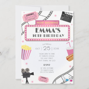Vidéo rose Nuit Anniversaire Fête Invitation Ciném