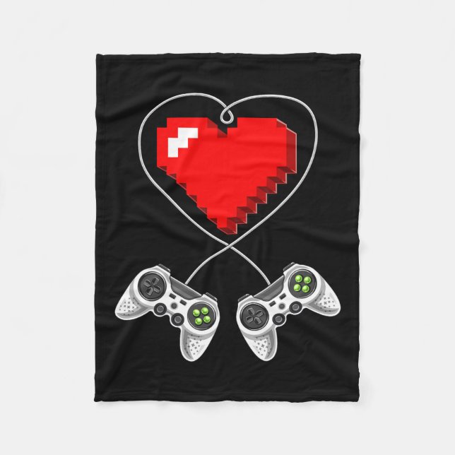 Video-Spiel-Controller-Herz-Gamer-Geschenkgutschei Fleecedecke (Vorderseite)