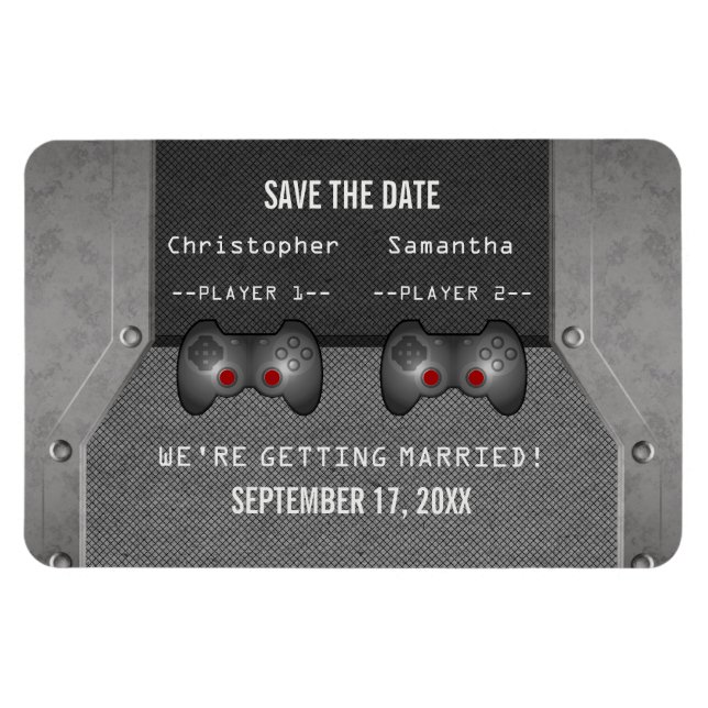 Video-Spiel speichern Sie das Date-Magnet, grau Magnet (Horizontal)