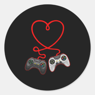 Video-Spieler Valentinstag mit Controllern Herz Runder Aufkleber