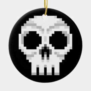 Videogame Death Skull - Pixel Art Keramik Ornament
