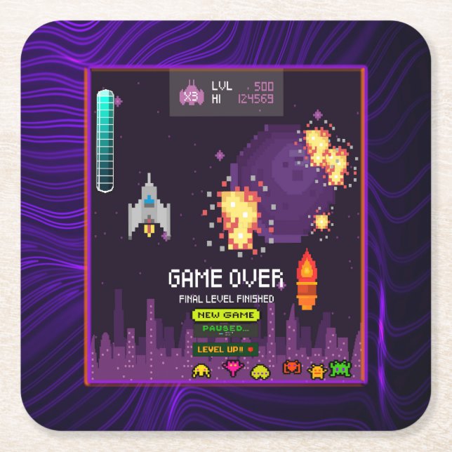 Videogaming Purple Rechteckiger Pappuntersetzer (Vorderseite)