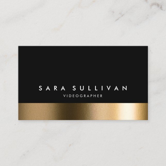 Videografin Bold Black Gold Business Card Visitenkarte (Vorderseite)