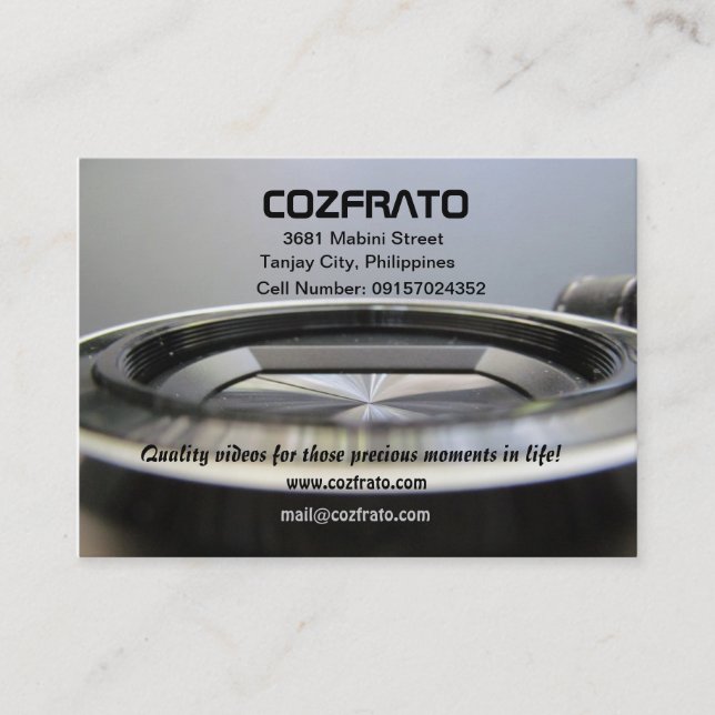 Vidéographie - carte de visite visuel (Devant)