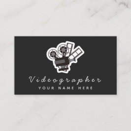 Videographin Simple Black & White Social Media Visitenkarte