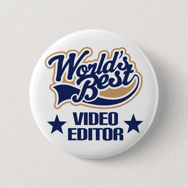 Videoherausgeber-Geschenk (Welten am besten) Button (Vorderseite)
