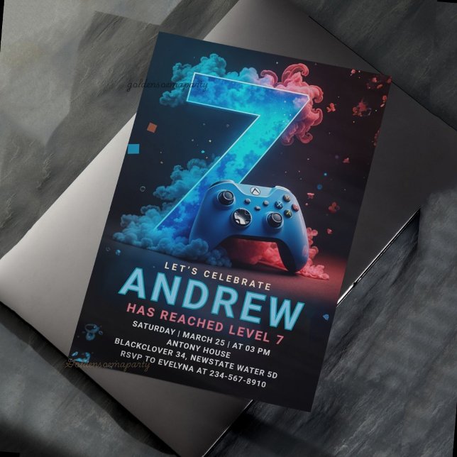Videospiel 7. Geburtstagsparty Einladung (Video Game 7th Birthday Party Invitation
)