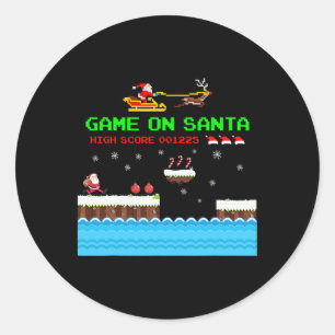 Videospiel auf Weihnachtsmann Hässlicher Weihnacht Runder Aufkleber