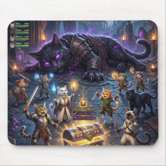 Videospiel-Boss-Kampf-Katzen-Gilde-Besiegt-Boss Mousepad