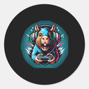 Videospiel Capybara Gaming Runder Aufkleber