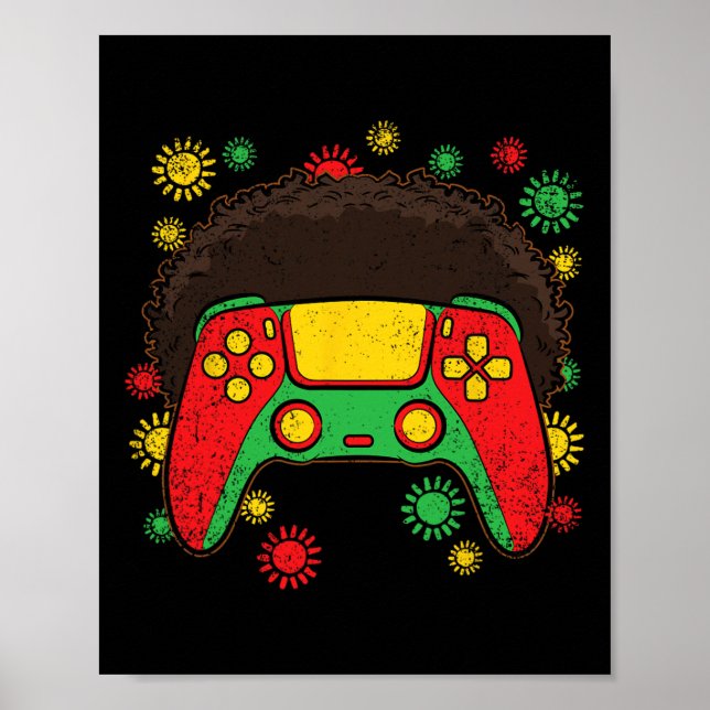Videospiel-Controller Afro Black History Month Gam Poster (Vorne)