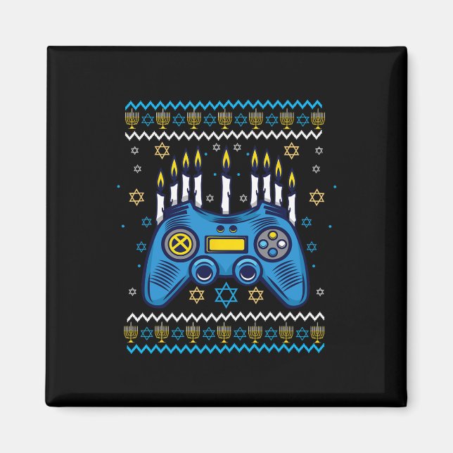 Videospiel-Controller Chanukka-Menora-Kerzen Jude Magnet (Vorne)