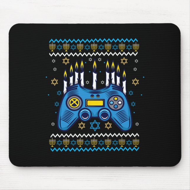Videospiel-Controller Chanukka-Menora-Kerzen Jude Mousepad (Vorne)
