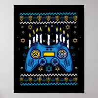 Videospiel-Controller Chanukka-Menora-Kerzen Jude