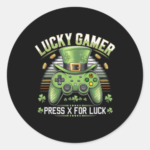 Videospiel-Controller irische Gamer-Jungs St. Patr Runder Aufkleber