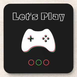 Videospiel-Controller, Lass uns spielen, Rot & Grü Getränkeuntersetzer